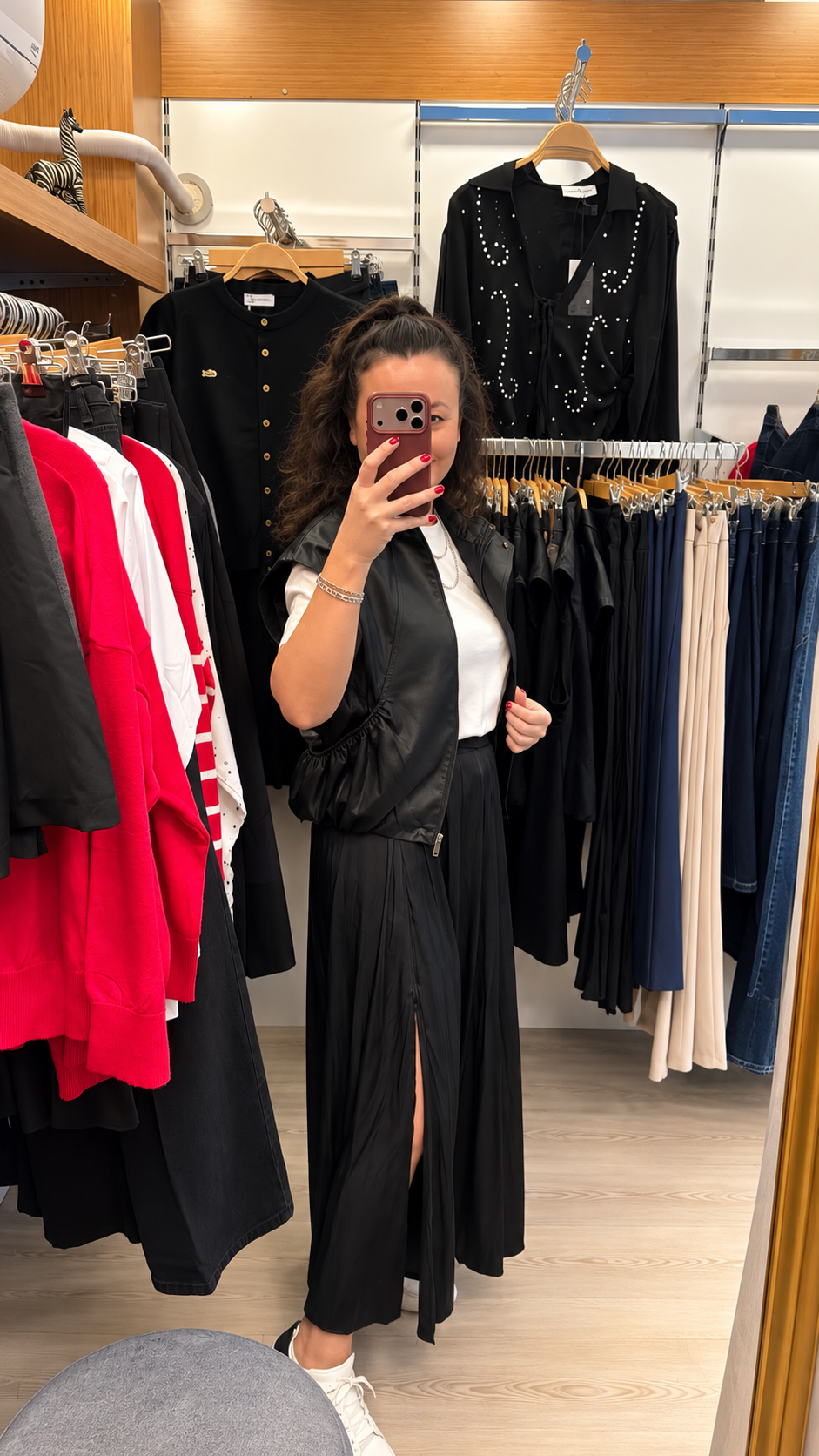 PİLELİ YIRTMAÇLI MİDİ SATEN ETEK