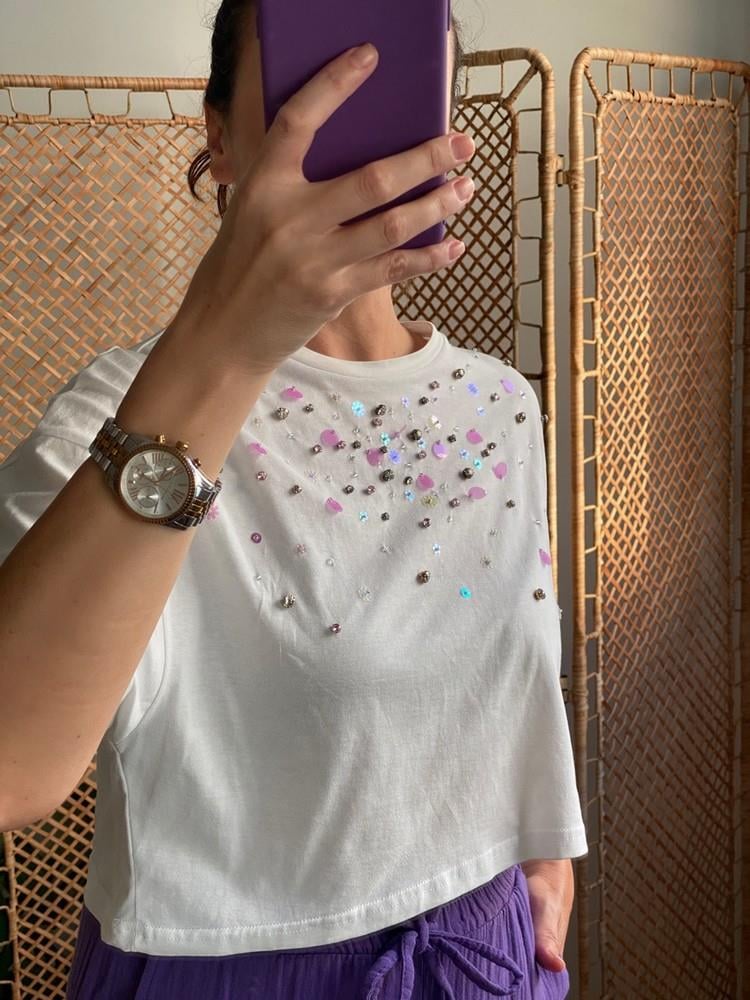 PULLU CROP TSHİRT