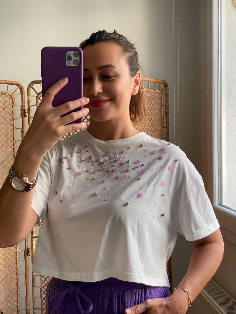 PULLU CROP TSHİRT