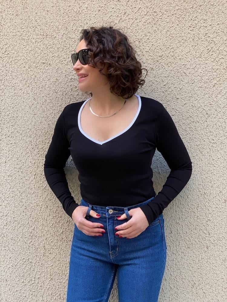 ŞERİTLİ UZUN KOL BODY