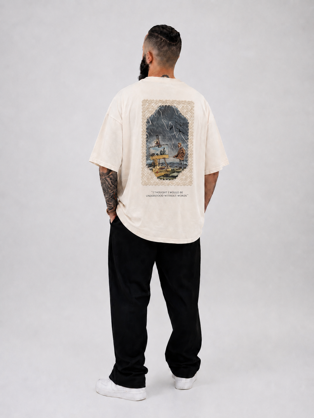 Oversize Krem Tişört