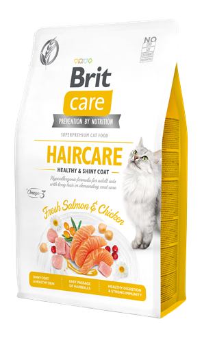 Brit Care Sağlıklı Cilt ve Parlak Tüy Bakımı, Yetişkin Kediler İçin Tahılsız, Hipoalerjenik, Taze Somonlu ve Tavuk Etli Kuru Mama 2 kg
