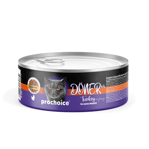 Prochoice Döner Turkey, Sos İçinde Hindi Etli Tam & Dengeli Yetişkin Kedi Konservesi 12x70 gr