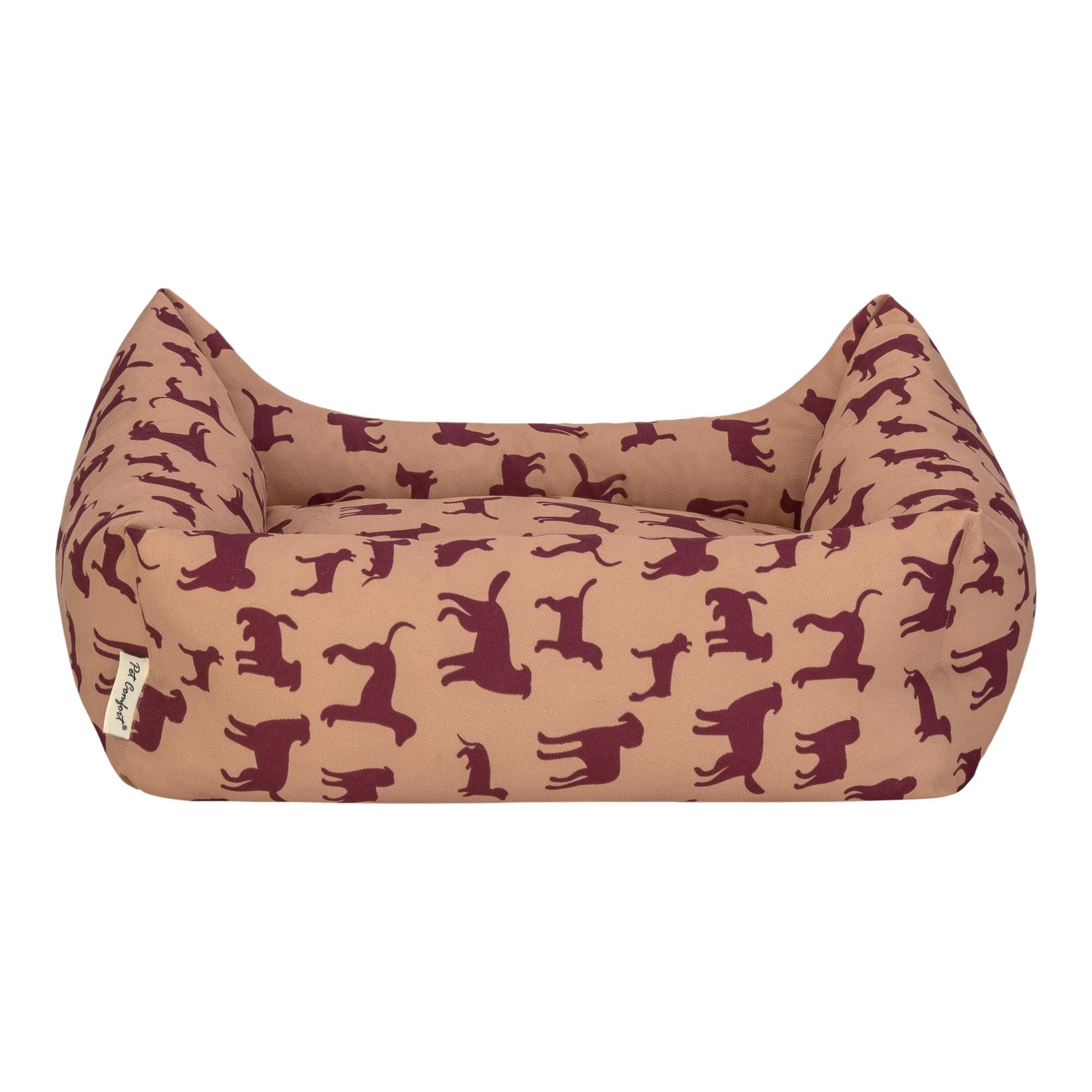Pet Comfort Uniform Bej-Bordo Kedi ve Köpek Yatağı M 60x50cm