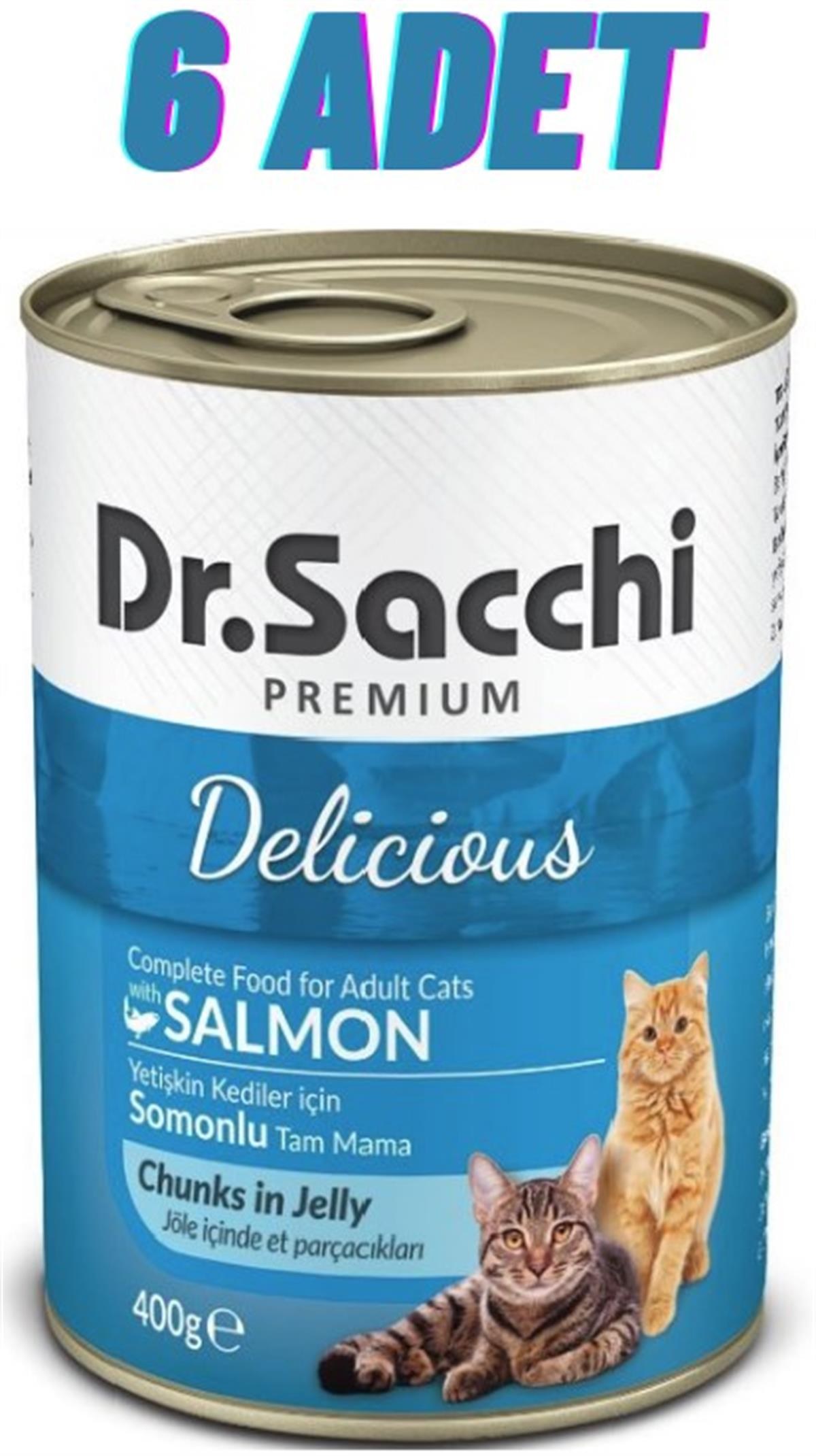 Dr.Sacchi Somonlu Kedi Konservesi 6x400 Gr