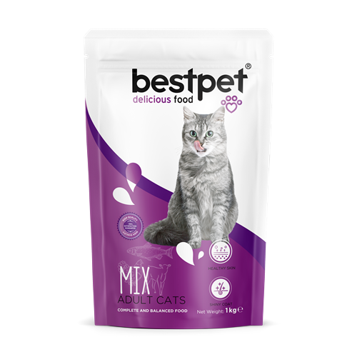 Bestpet Yetişkin Kediler İçin Mix Tavuk Etli, Kuzu Etli Ve Balıklı Kuru Mama 1 kg