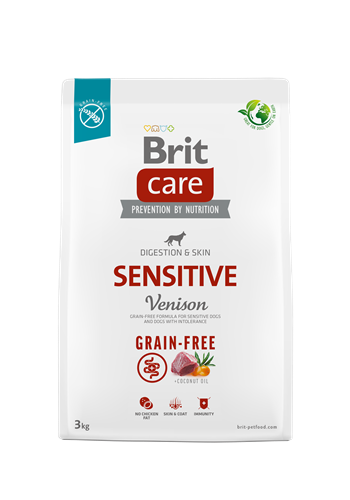 Brit Care Sindirim Sistemi, Gıda İntoleransı Ve Deri Hassasiyetine Sahip Köpekler İçin, Tahılsız, Geyik Etli Kuru Mama 3 kg