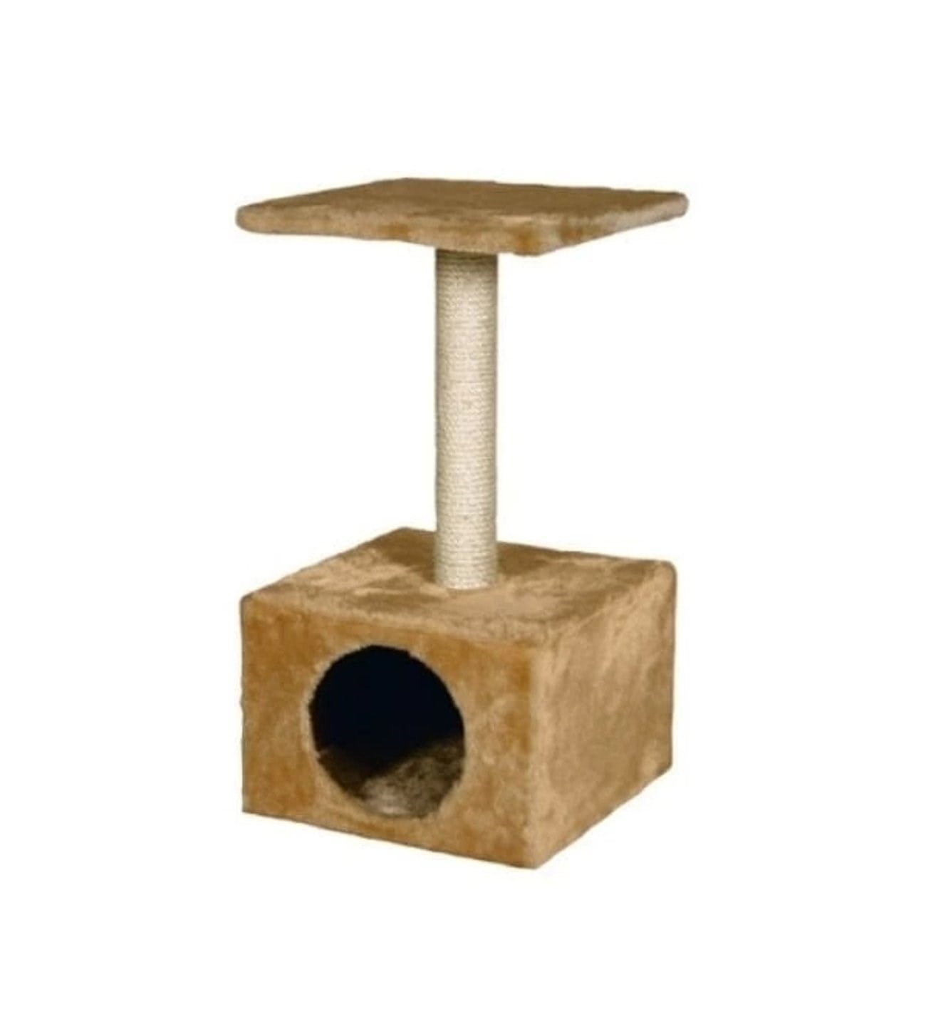 Karlıe Ametist Tırmalama Tahtalı Katlı Kedi Evi Bej (30x30x55)
