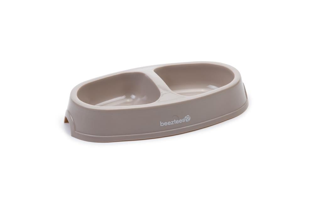 Beeztees Kedi İkili Mama ve Su Kabı, Plastik, Bej, 2x150ml