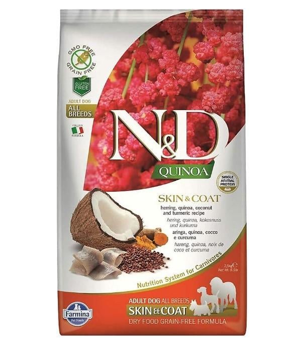 N&D Quinoa Skin&Coat Ringa Balıklı Mini Yetişkin Köpek Maması 2,5 Kg
