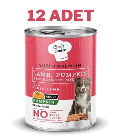 Chefs Choice Lamb Pumpkin Kuzulu Balkabaklı Pate Köpek Konservesi 12x400gr