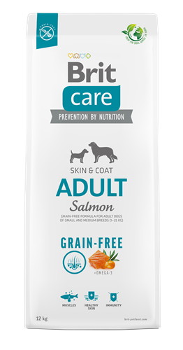 Brit Care Deri Ve Tüy Hassasiyeti Olan, Yetişkin Köpekler İçin, Tahılsız, Somonlu Kuru Mama 12 kg