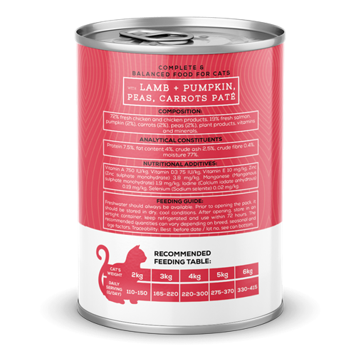 Chefs Choice Yetişkin Kediler İçin, Tahılsız, Hipoalerjenik, Kuzu Etli, Balkabaklı, Bezelyeli Ve Havuçlu Ezme 12x400 gr