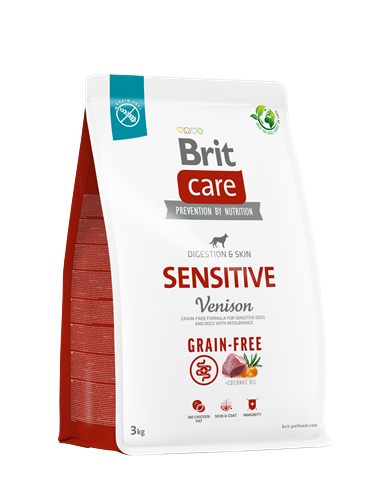 Brit Care Sindirim Sistemi, Gıda İntoleransı Ve Deri Hassasiyetine Sahip Köpekler İçin, Tahılsız, Geyik Etli Kuru Mama 3 kg