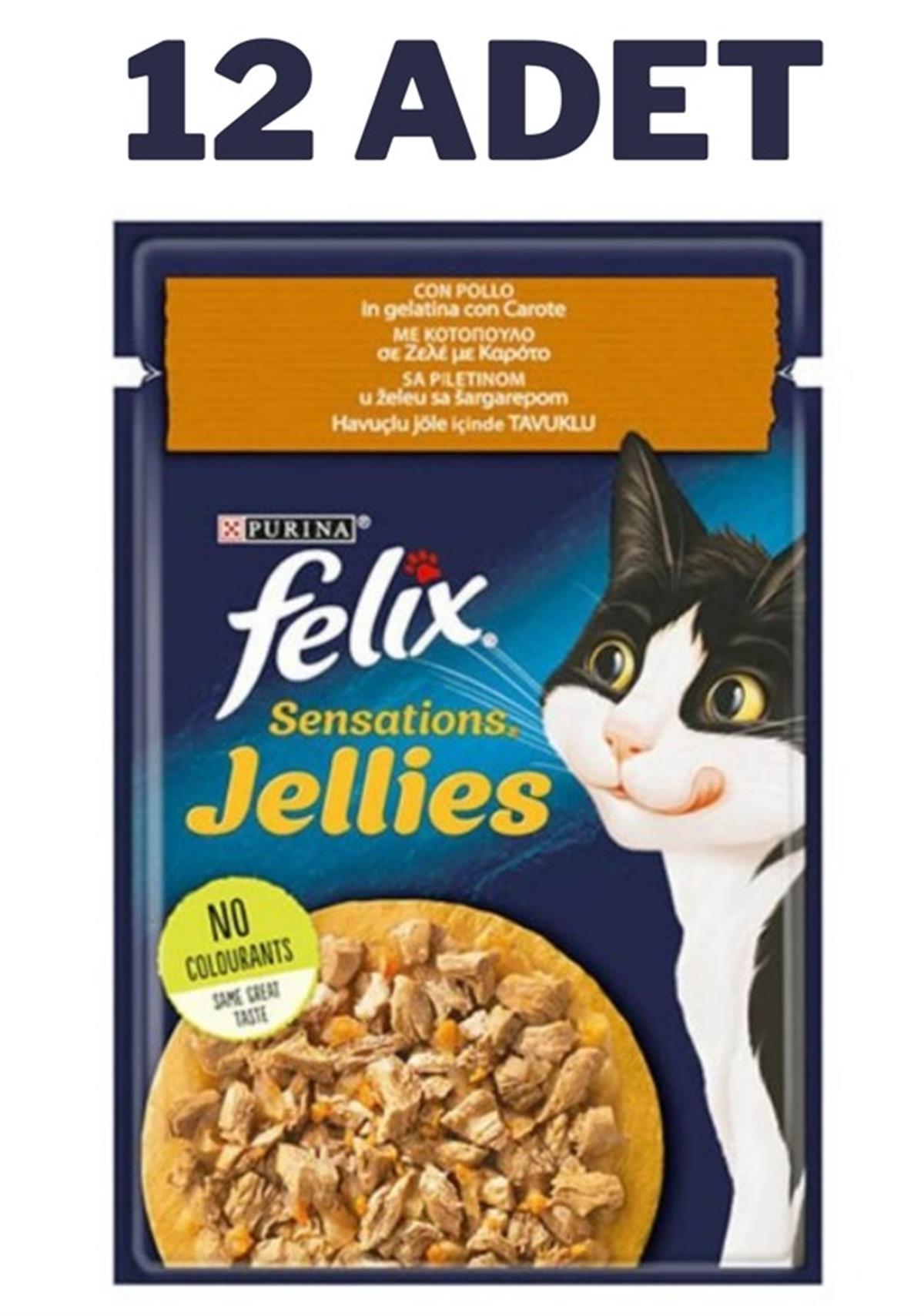 Felix Sensations Tavuk Havuç Jel Pouch Kedi Konservesi 12x85 Gr
