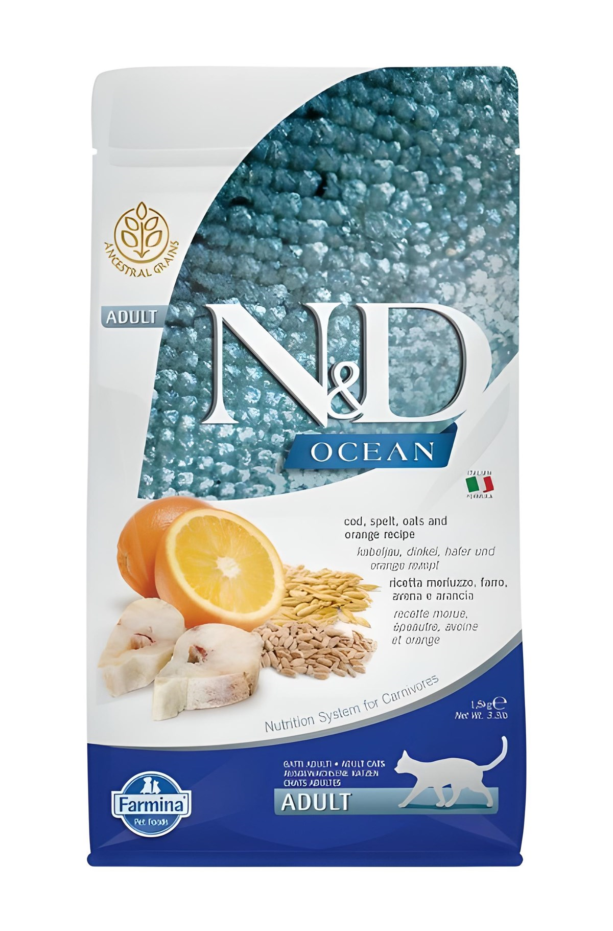 N&D Low Ocean Morina Balık&Portakallı Yetişkin Kedi Maması 1,5 Kg