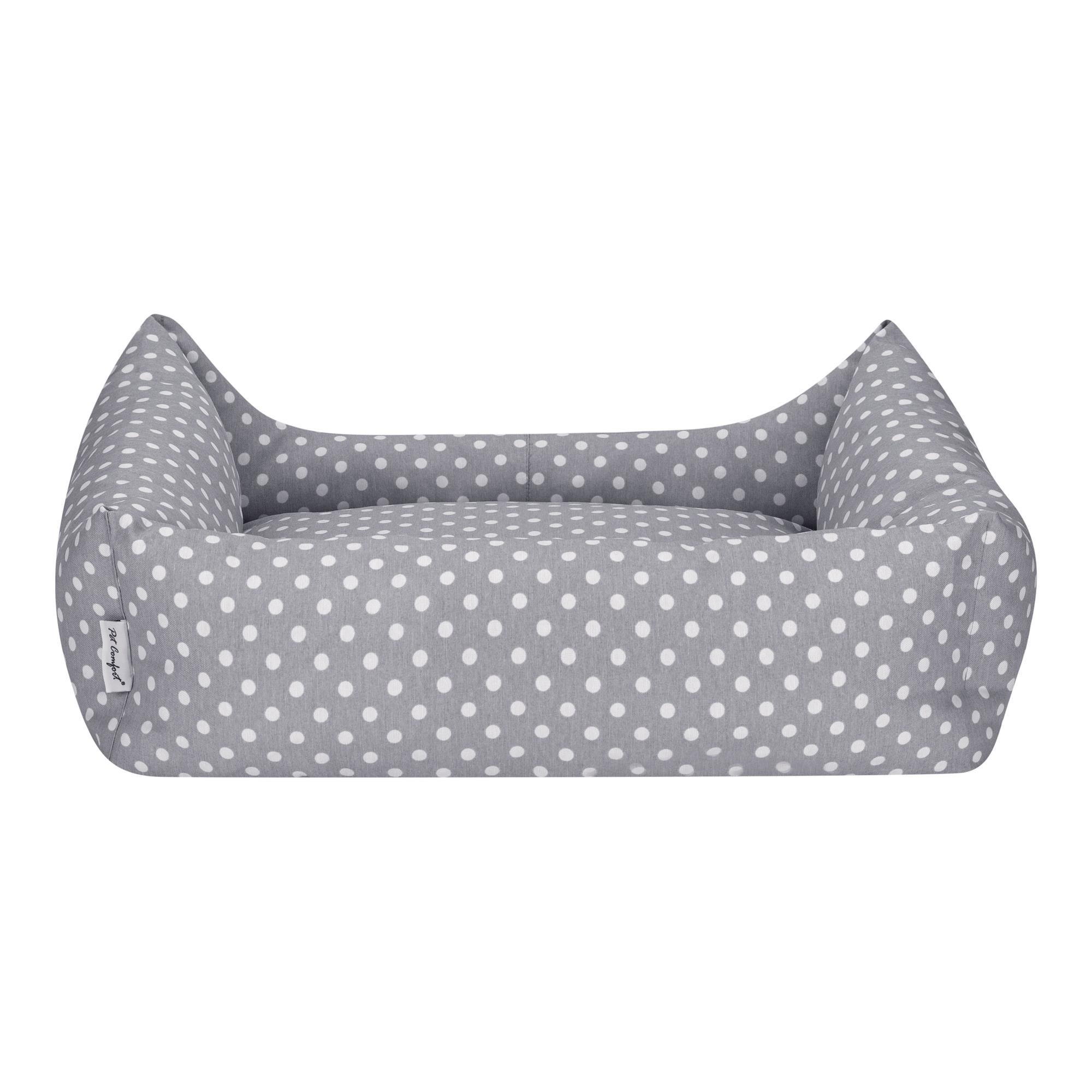 Pet Comfort Uniform Gri Puantiyeli Köpek Yatağı L 70x60cm