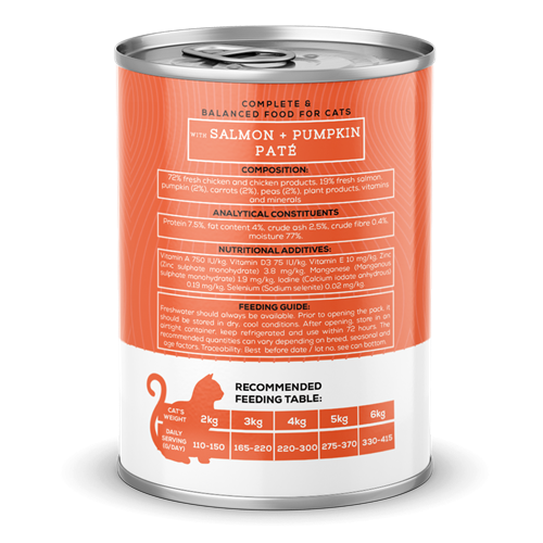 Chefs Choice Yetişkin Kediler İçin, Tahılsız, Hipoalerjenik, Somon Balıklı Ve Balkabaklı Ezme 12x400 gr