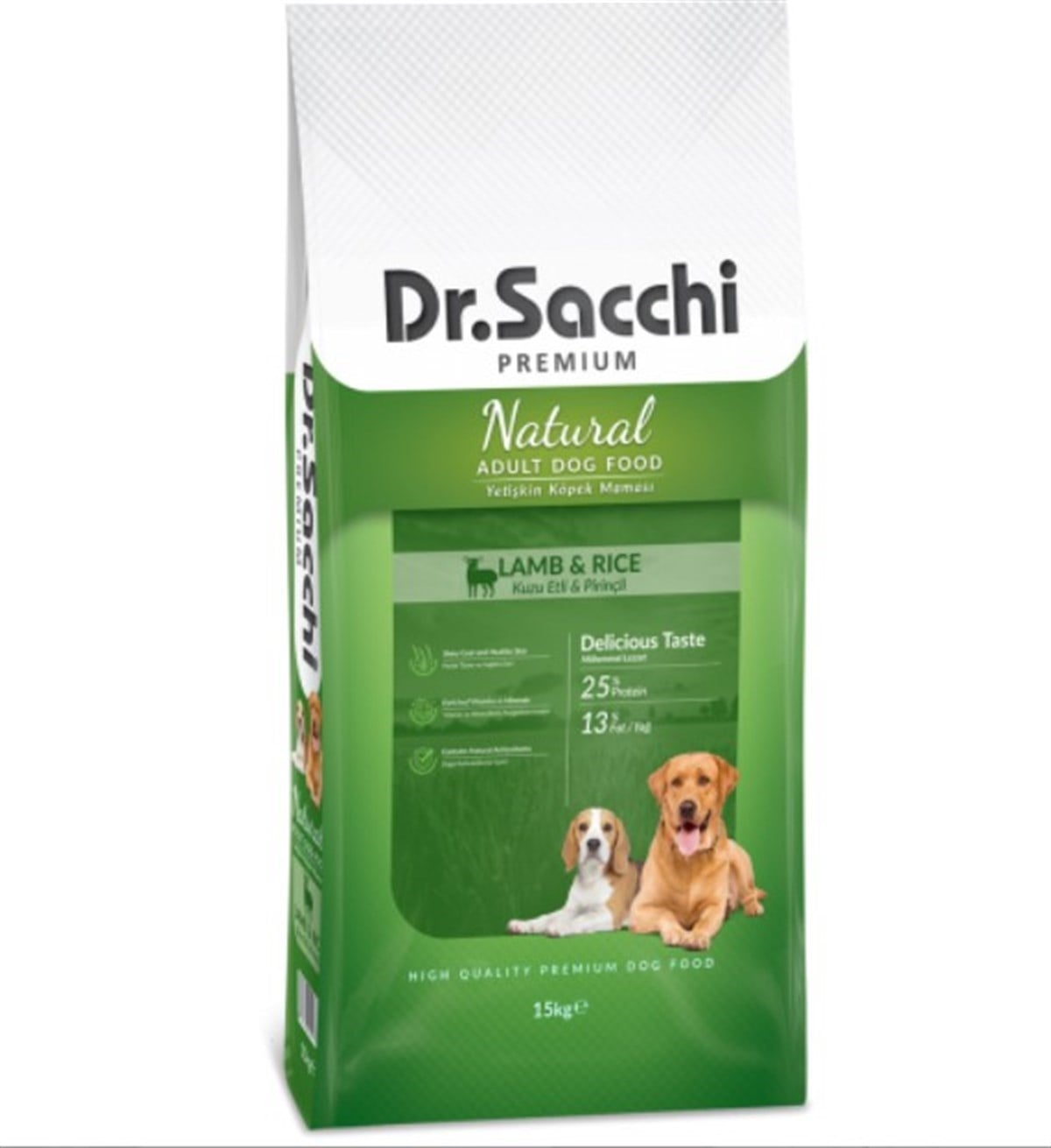 Dr.Sacchi Premium Natural Lamb&Rice Yetişkin Köpek Maması 15 Kg