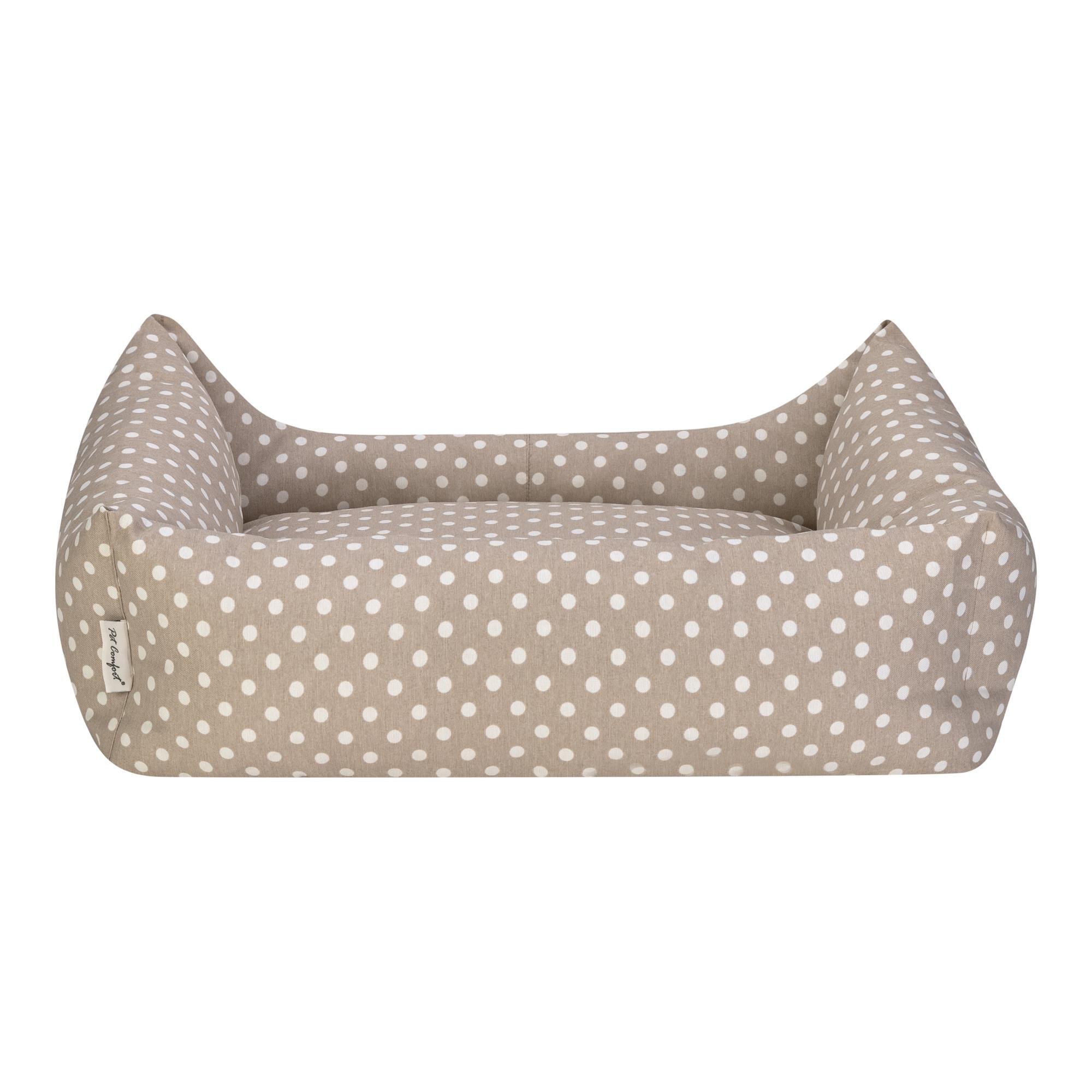 Pet Comfort Uniform Bej Puantiyeli Köpek Yatağı L 70x60cm