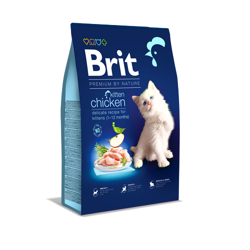Brit Premium By Nature Yavru Kediler İçin, Tavuk Etli Kuru Mama 8 kg