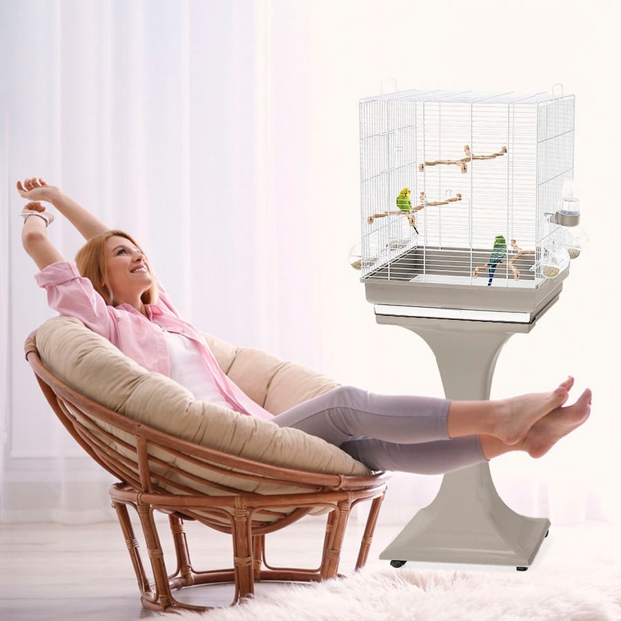 Imac Camılla Ayaklı Kuş Kafesi Bej/beyaz 50x30x56/127cm