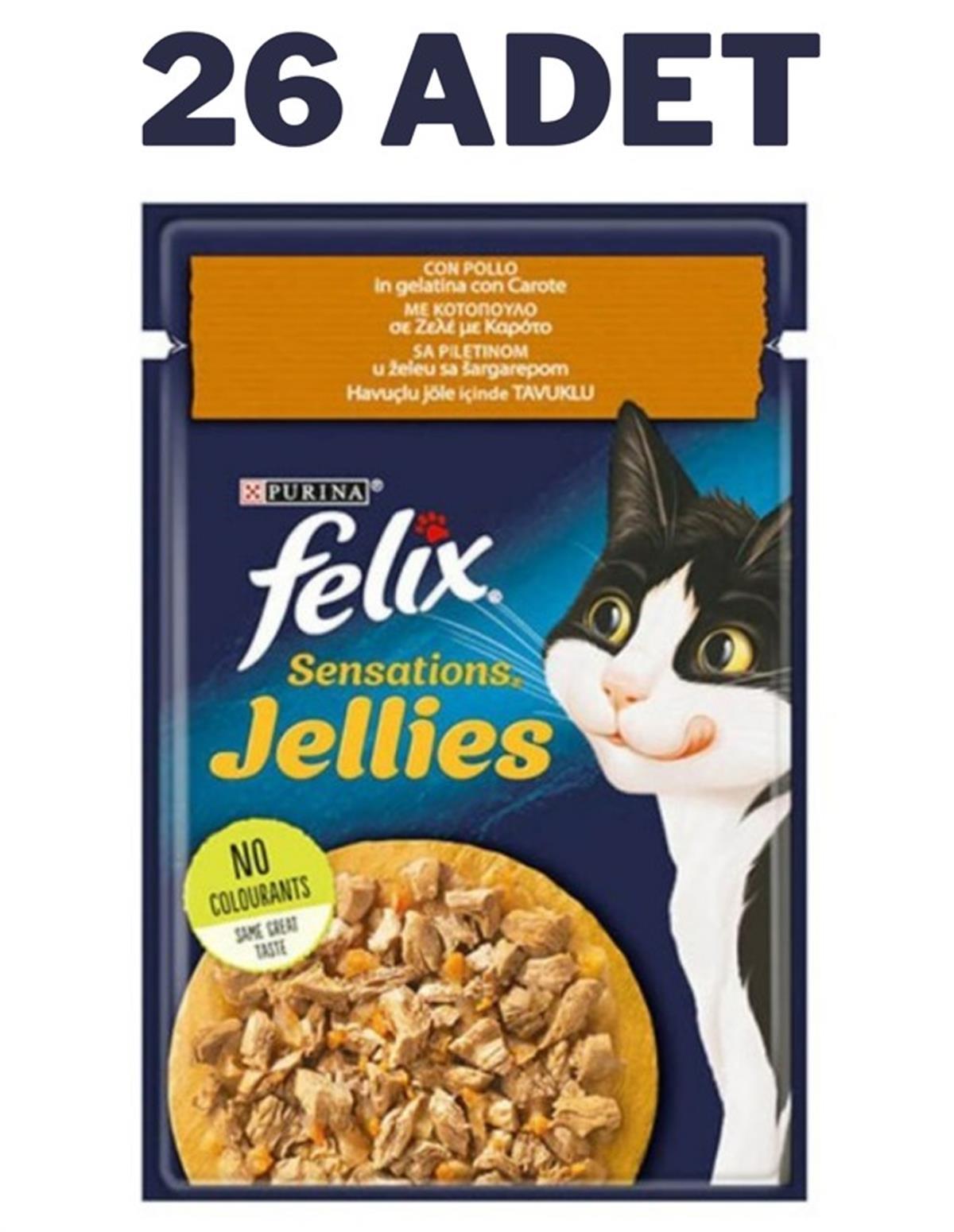 Felix Sensations Tavuk Havuç Jel Pouch Kedi Konservesi 26x85 Gr
