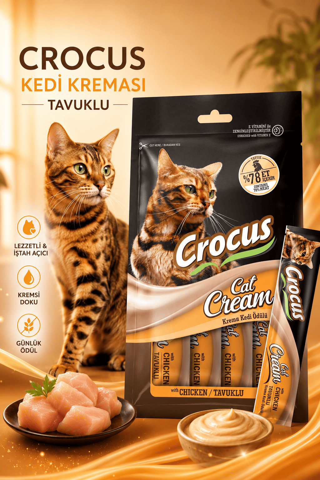 Crocus Tavuklu Krema Kedi Ödülü 4x15g
