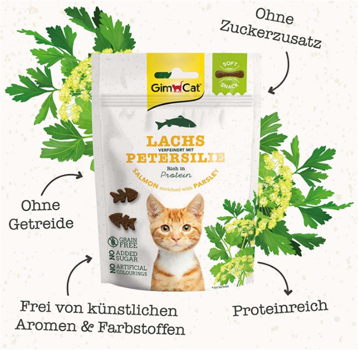 Gimcat Soft Snacks Salmon & Parsley Tahılsız Kedi Ödülü 60 Gr