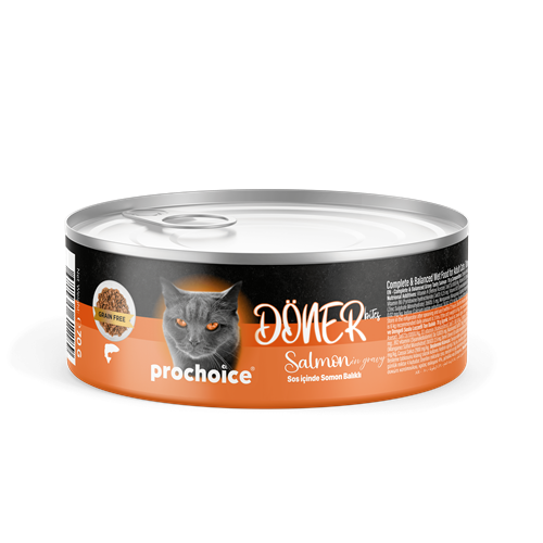 Prochoice Döner Salmon, Sos İçinde Somon Balıklı Tam & Dengeli Yetişkin Kedi Konservesi 12x70 gr
