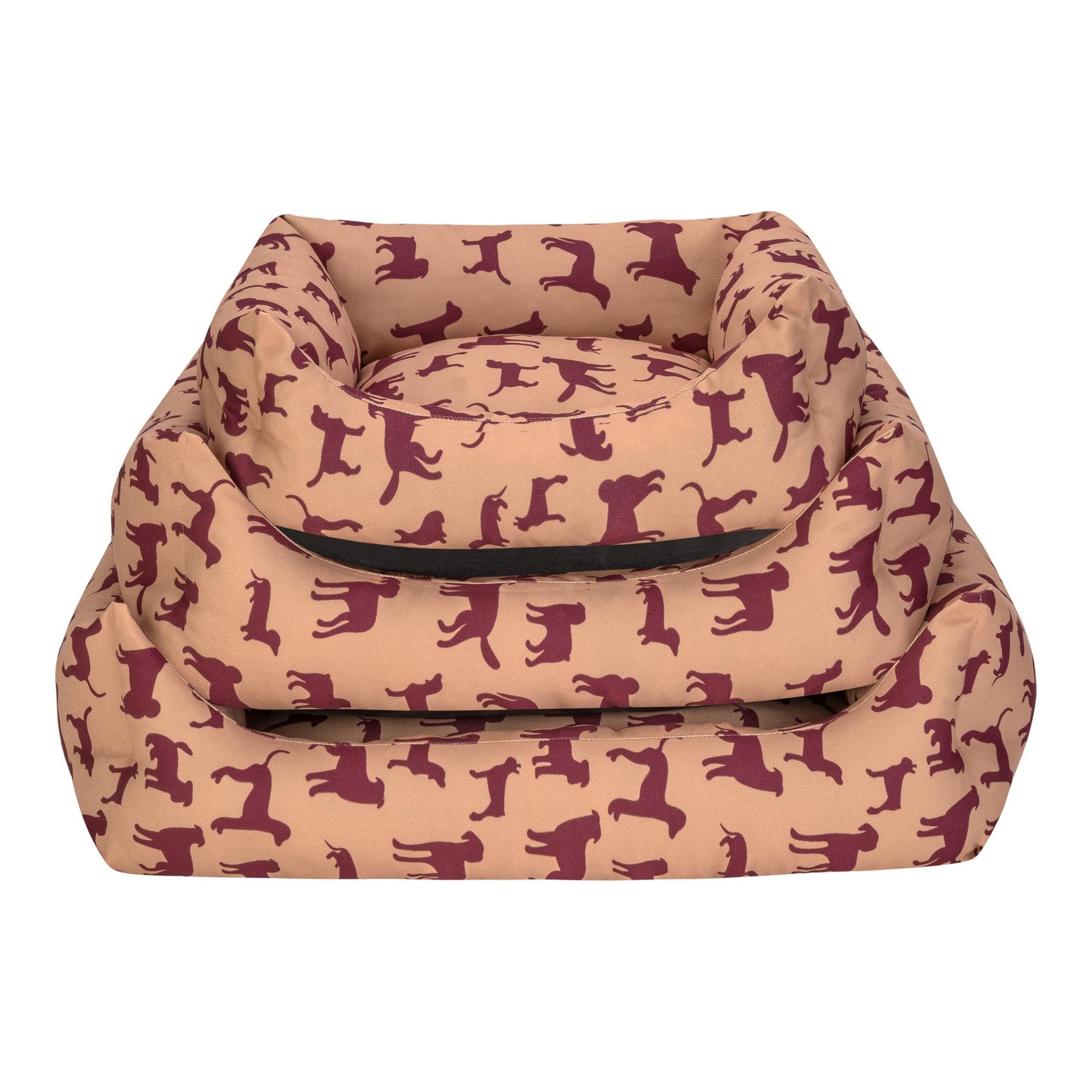 Pet Comfort Uniform Bej-Bordo Köpek Yatağı L 70x60cm