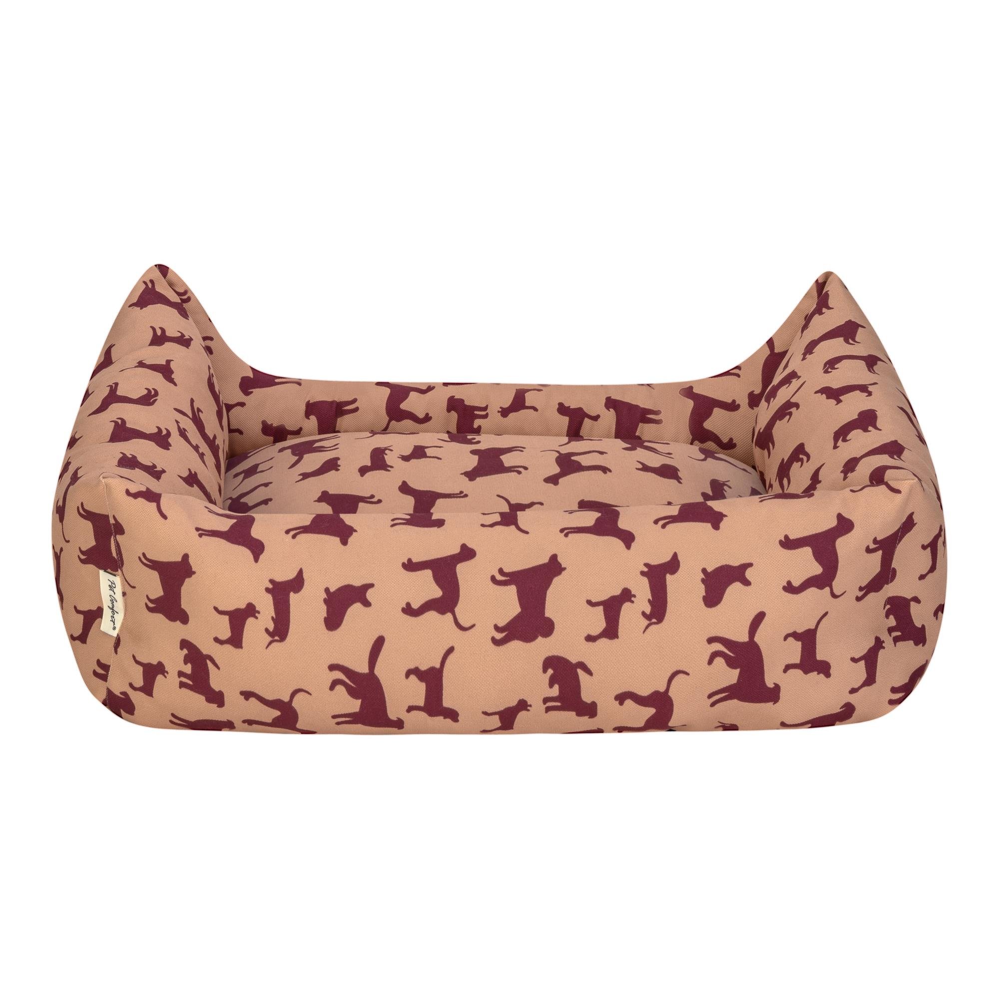 Pet Comfort Uniform Bej-Bordo Köpek Yatağı L 70x60cm