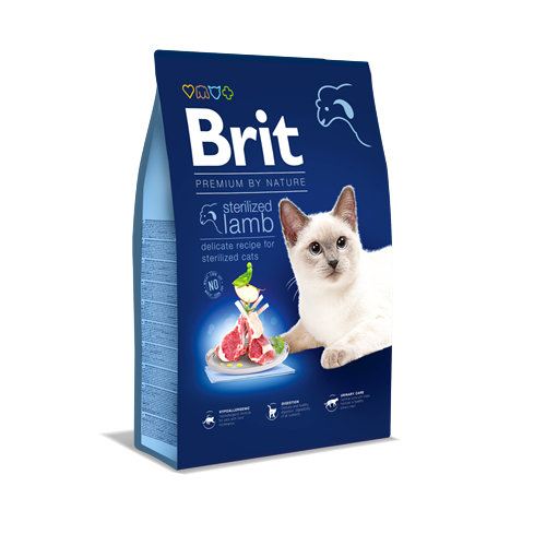 Brit Premium By Nature Kısırlaştırılmış Kediler İçin, Kuzu Etli Kuru Mama 8 kg