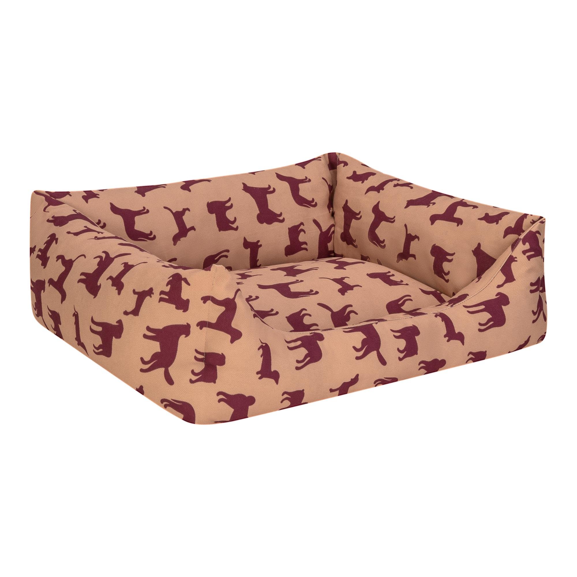 Pet Comfort Uniform Bej-Bordo Kedi ve Köpek Yatağı M 60x50cm