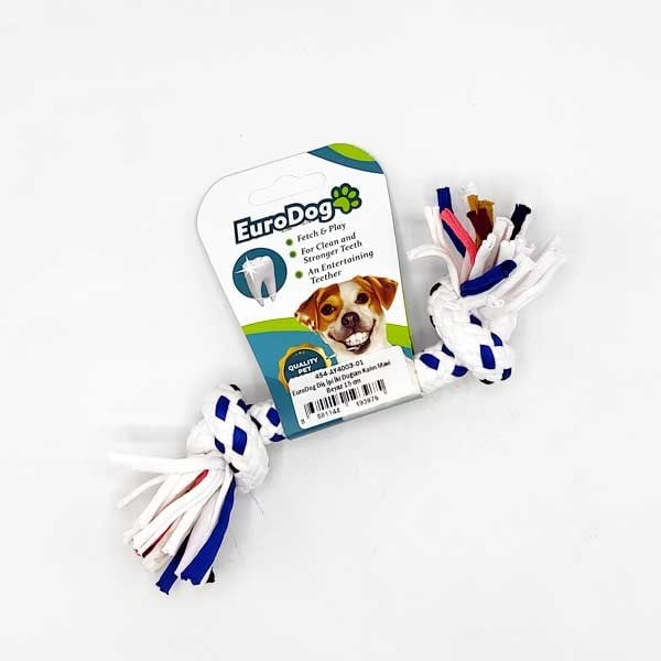 EuroDog Diş İpi İki Düğüm Kalın Mavi Beyaz 15 cm