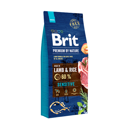 Brit Premium By Nature Hassas Sindirime Sahip Köpekler İçin, Kuzu Etli Kuru Mama 15 kg