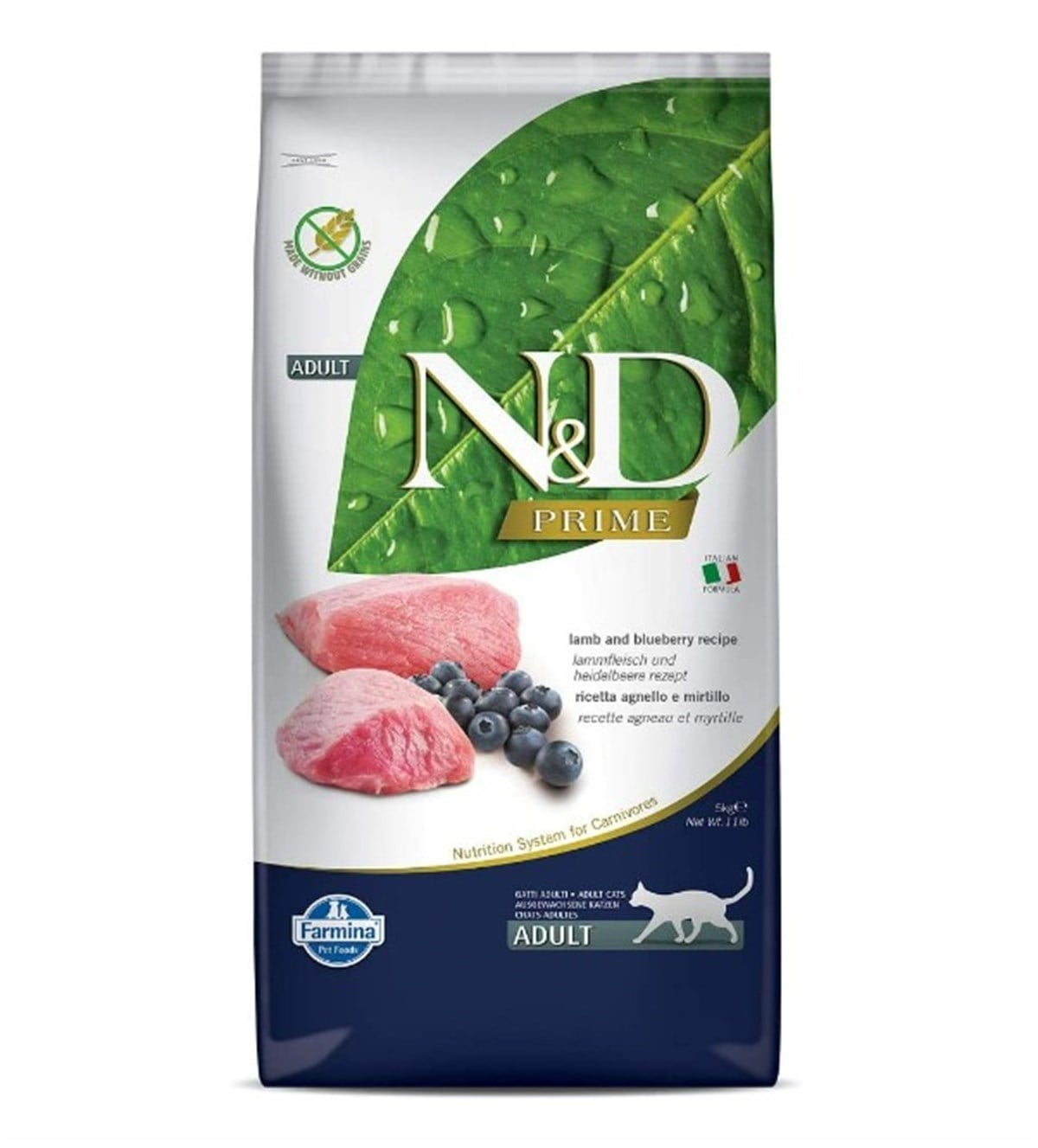 N&D Tahılsız Kuzulu Yaban Mersini Yetişkin Kedi Maması 5 Kg