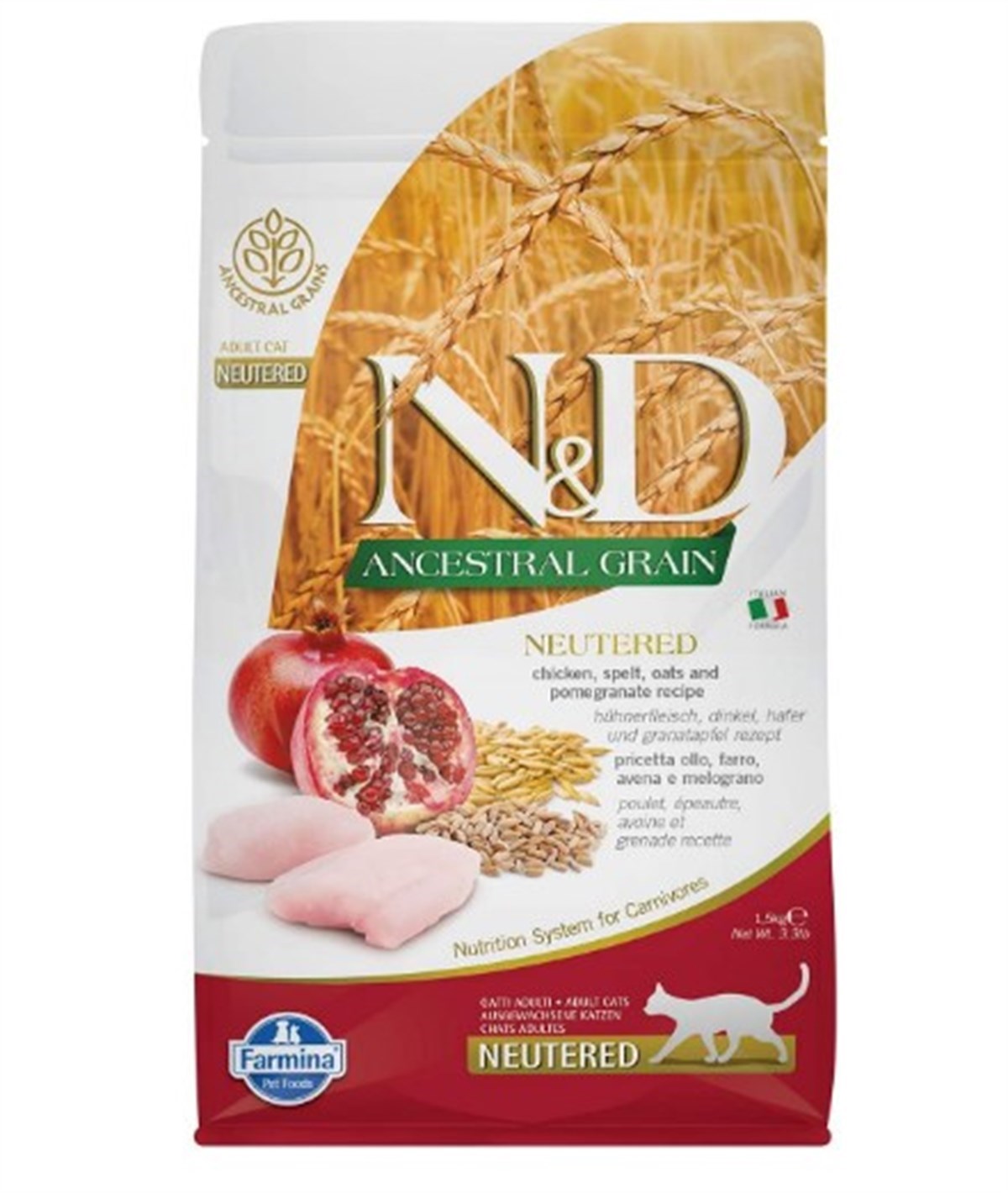 N&D Low Tavuk&Nar Kısırlaştırılmış Yetişkin Kedi Maması 1,5 Kg