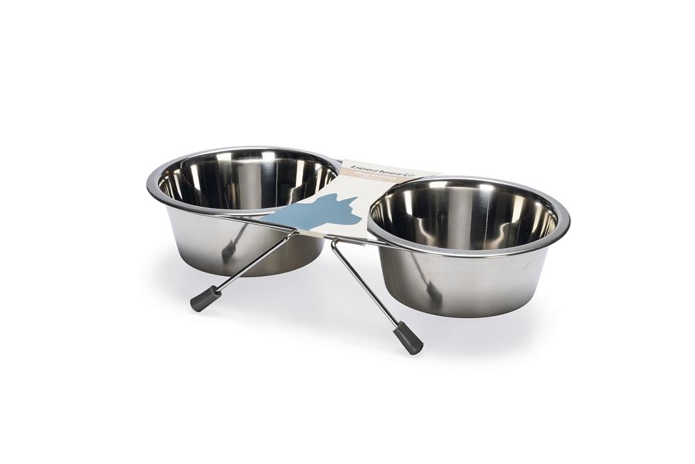 Beeztees Köpek İkili Mama Su Kabı, Paslanmaz Çelik, 16cm, 2x900ml