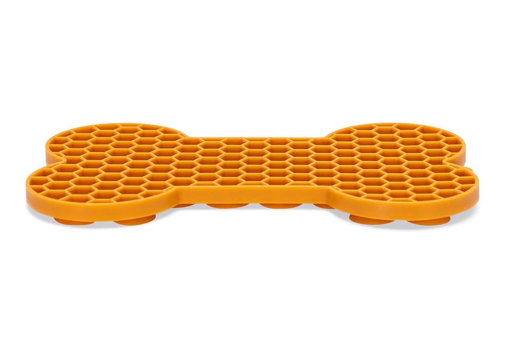 Beeztees Yavru Köpek Yaş Mama Yeme Oyuncağı, Kemik Şeklinde, Silikon, Turuncu, 18x11cm