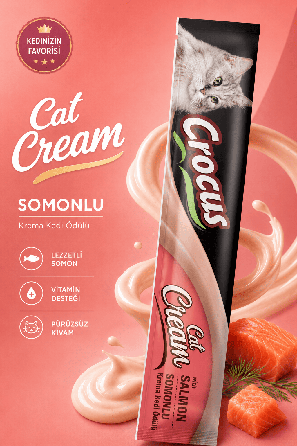 Crocus Somonlu Krema Kedi Ödülü 4x15g