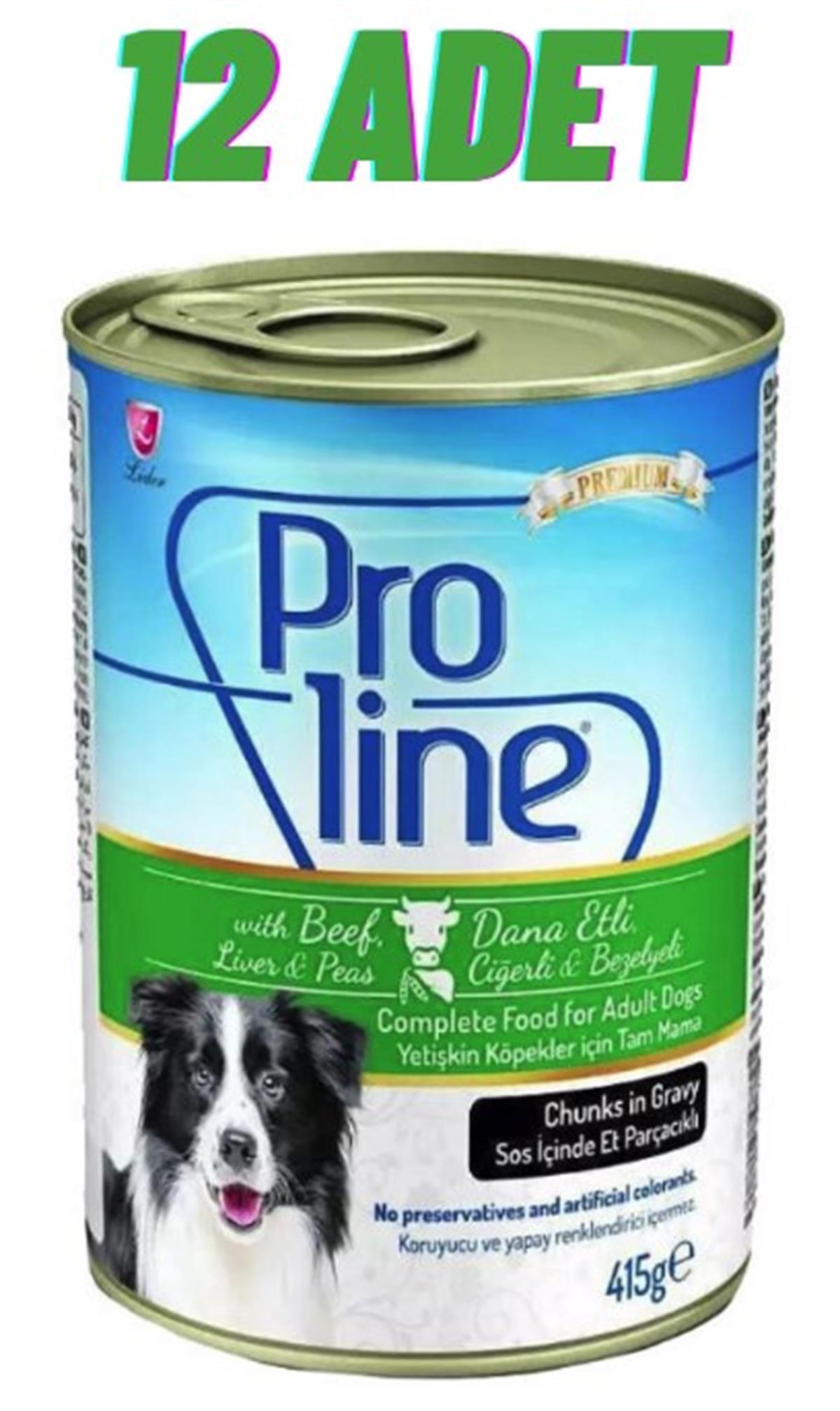Proline Soslu Dana Etli Ciğerli Köpek Konservesi 12x405 Gr