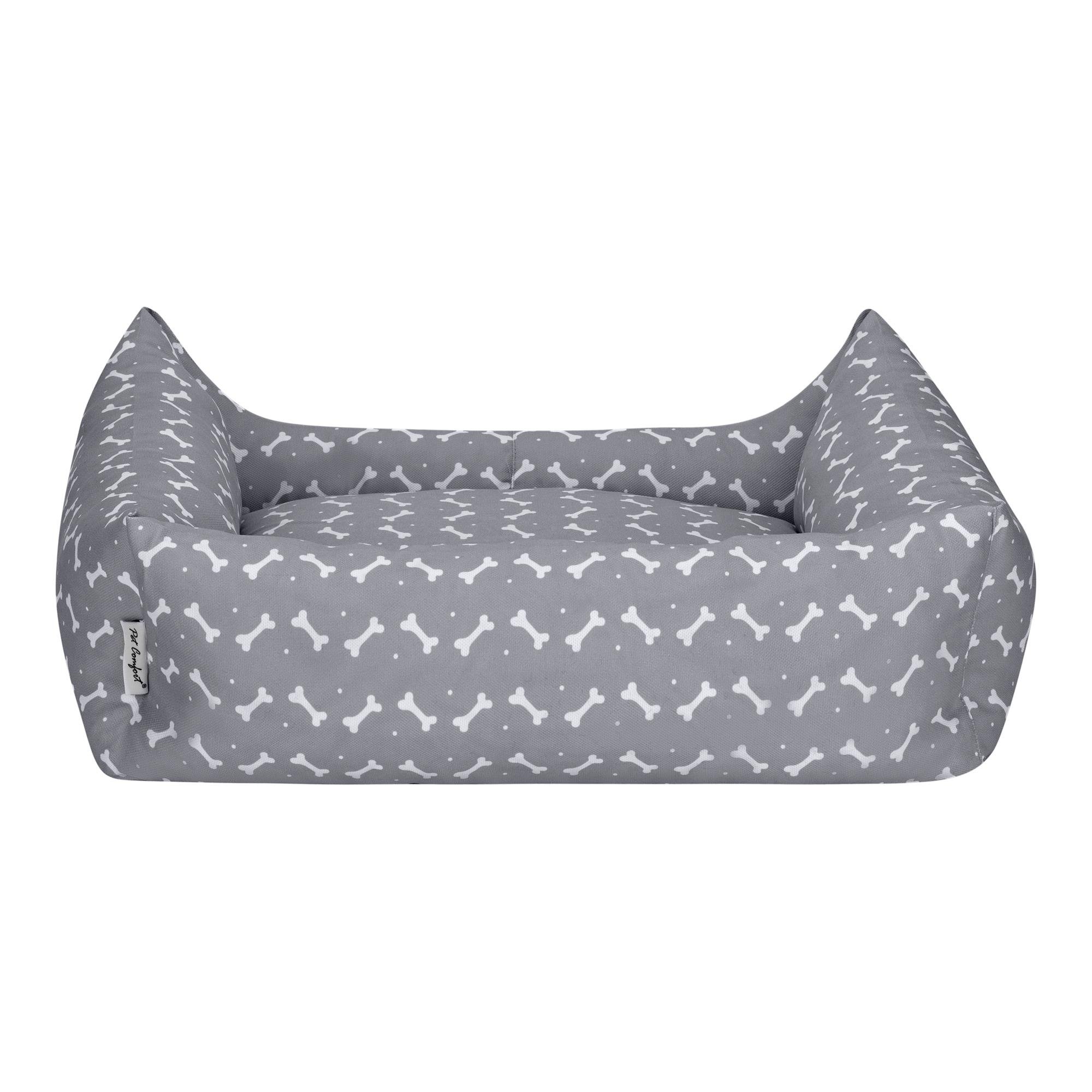 Pet Comfort Uniform Bone Gri-Beyaz Köpek Yatağı L 70x60cm