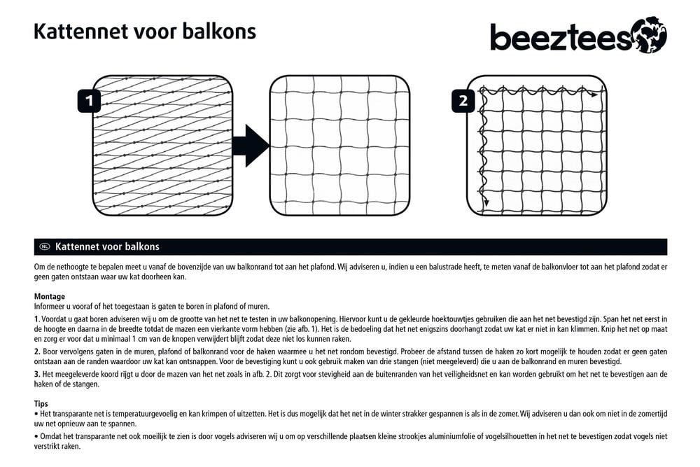 Beeztees Kedi Pencere veya Balkon Koruma Filesi, Şeffaf, 4x3m