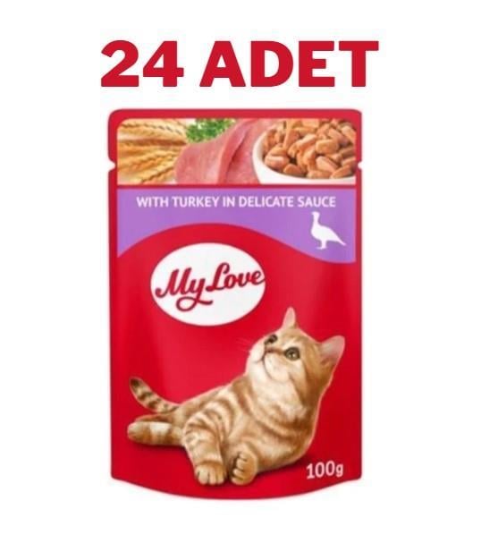 My Love Sos İçinde Hindi Etli Pouch Kedi Maması 24x100 Gr