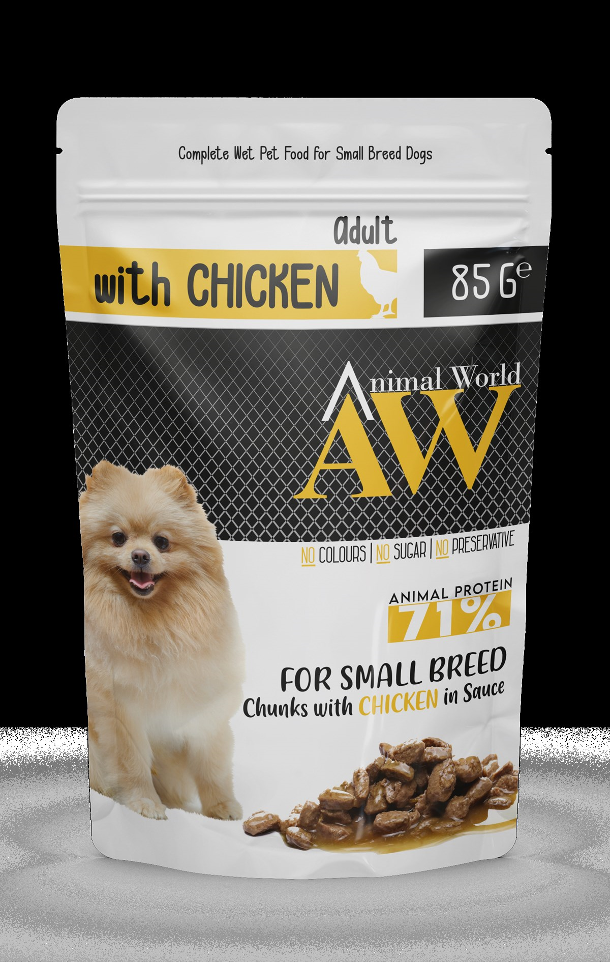 Animal World Küçük Irk Soslu Tavuk Etli Köpek Konservesi 85 gr