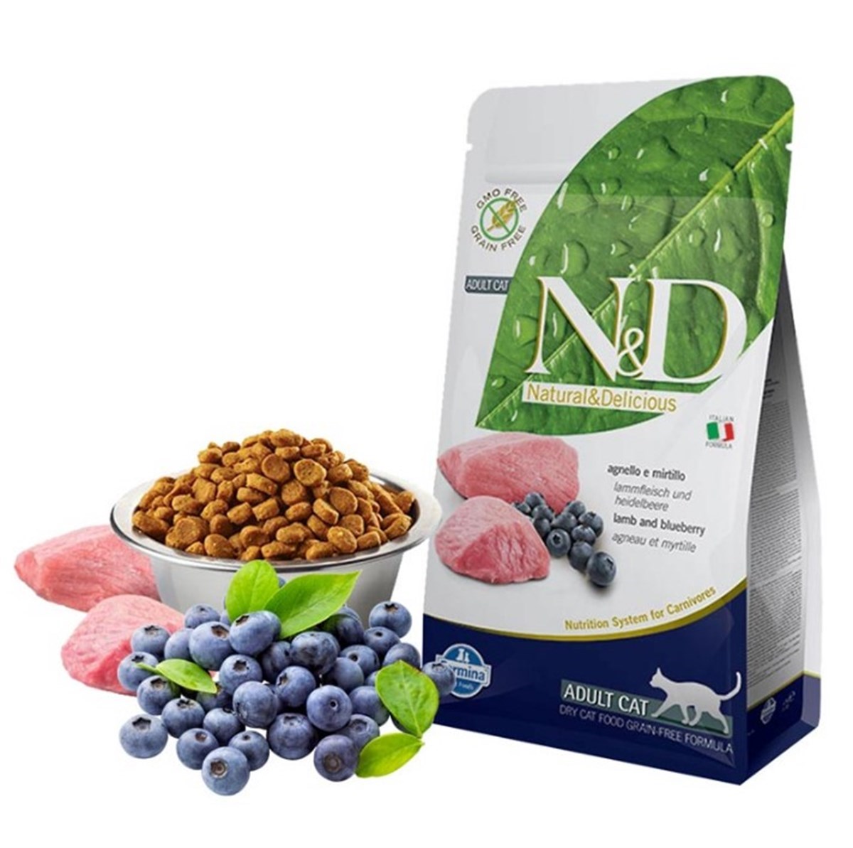 N&D Kuzu Ve Yaban Mersinli Yetişkin Kedi Maması 1,5 Kg