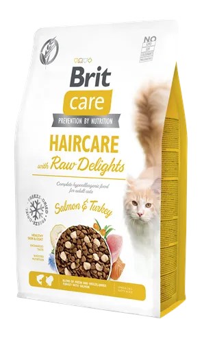 Brit Care Haircare Raw Delight, Yetişkin Kediler için Somon ve Dondurularak Kurutulmuş Hindi Etli Mama 2 kg