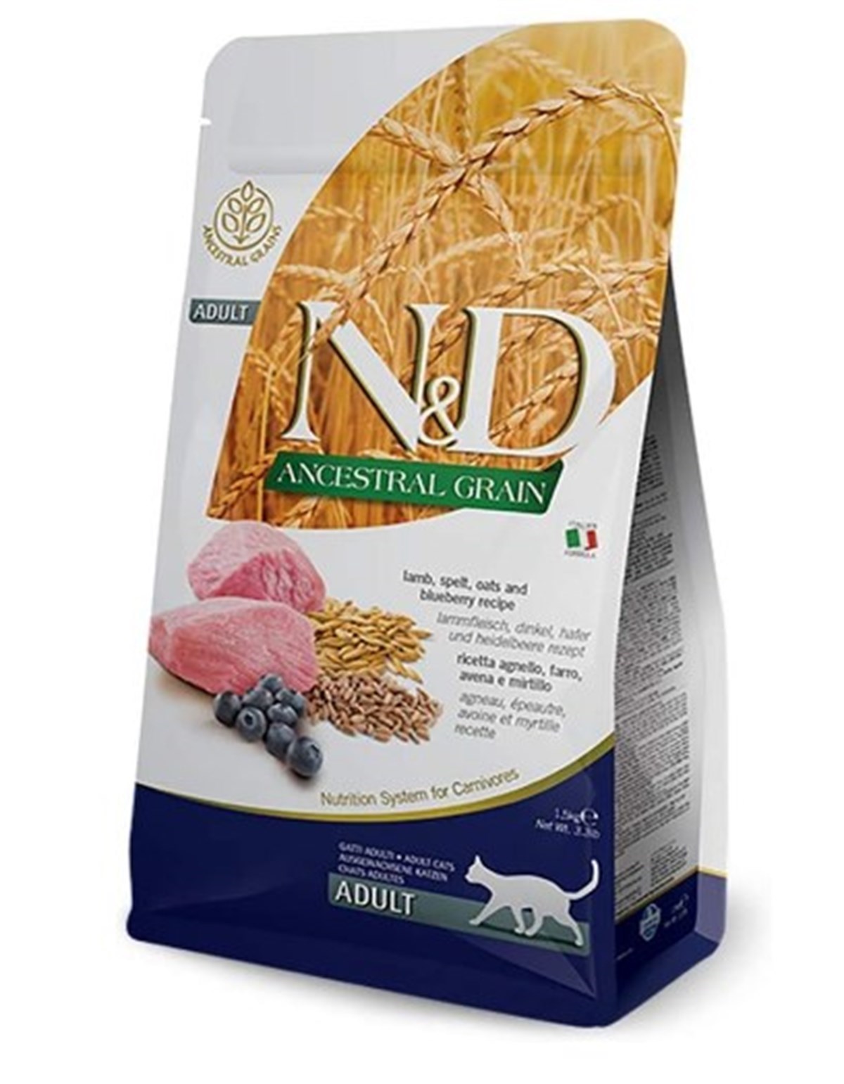 N&D Düşük Tahıllı Kuzulu Yaban Mersinli Kedi Maması 1,5 Kg