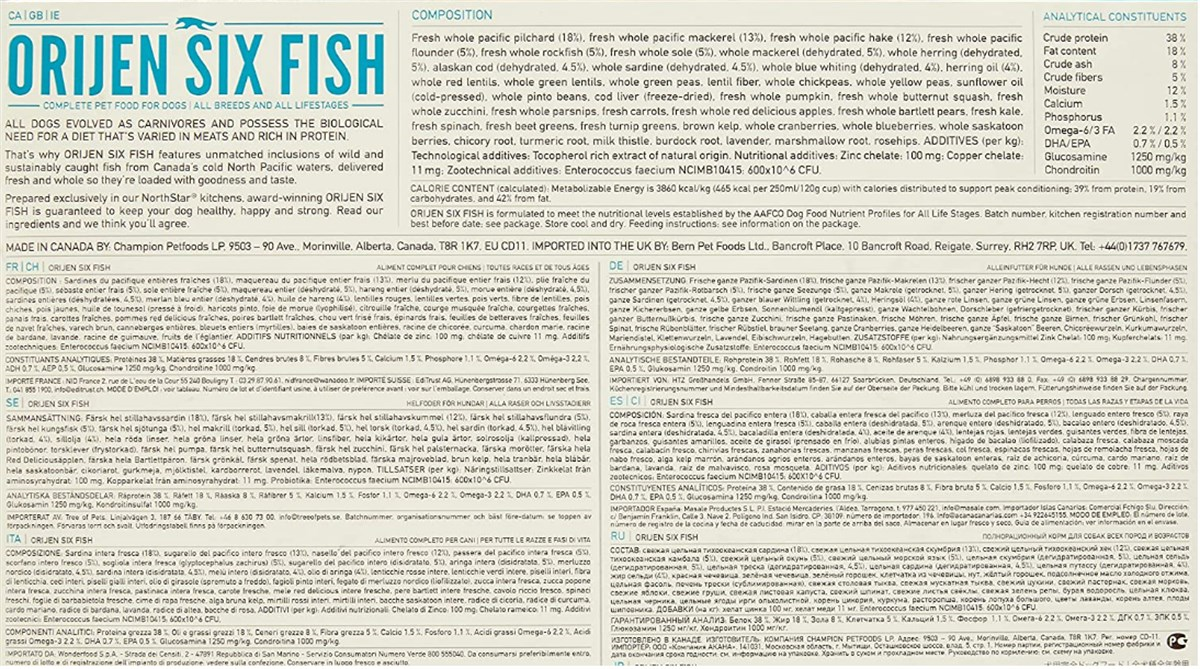 Orijen 6 Six Fish Tahılsız Balıklı Yetişkin Köpek Maması 2 Kg